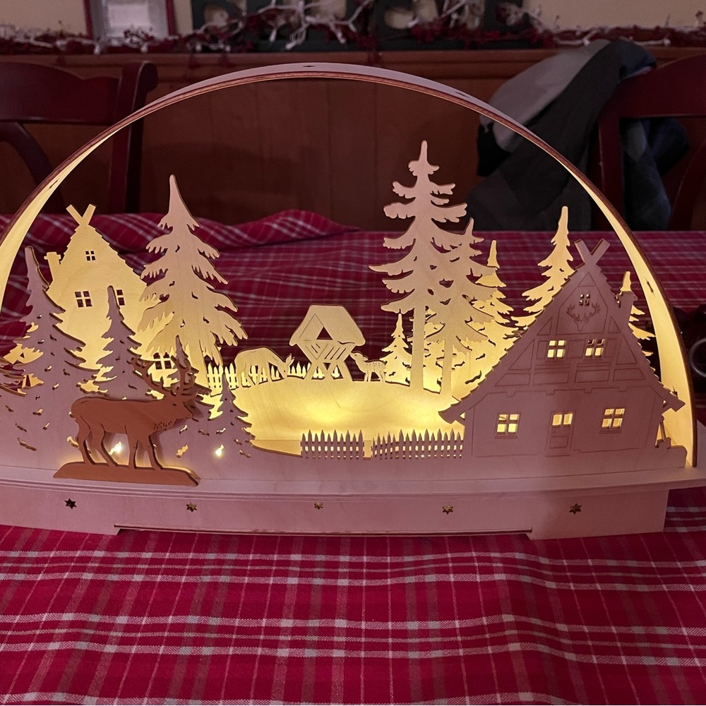 NWT: *RETIRED* Saico Germany Large 18" Wooden LED Light Arch FOREST COTTAGE Er… - Picture 6 of 6